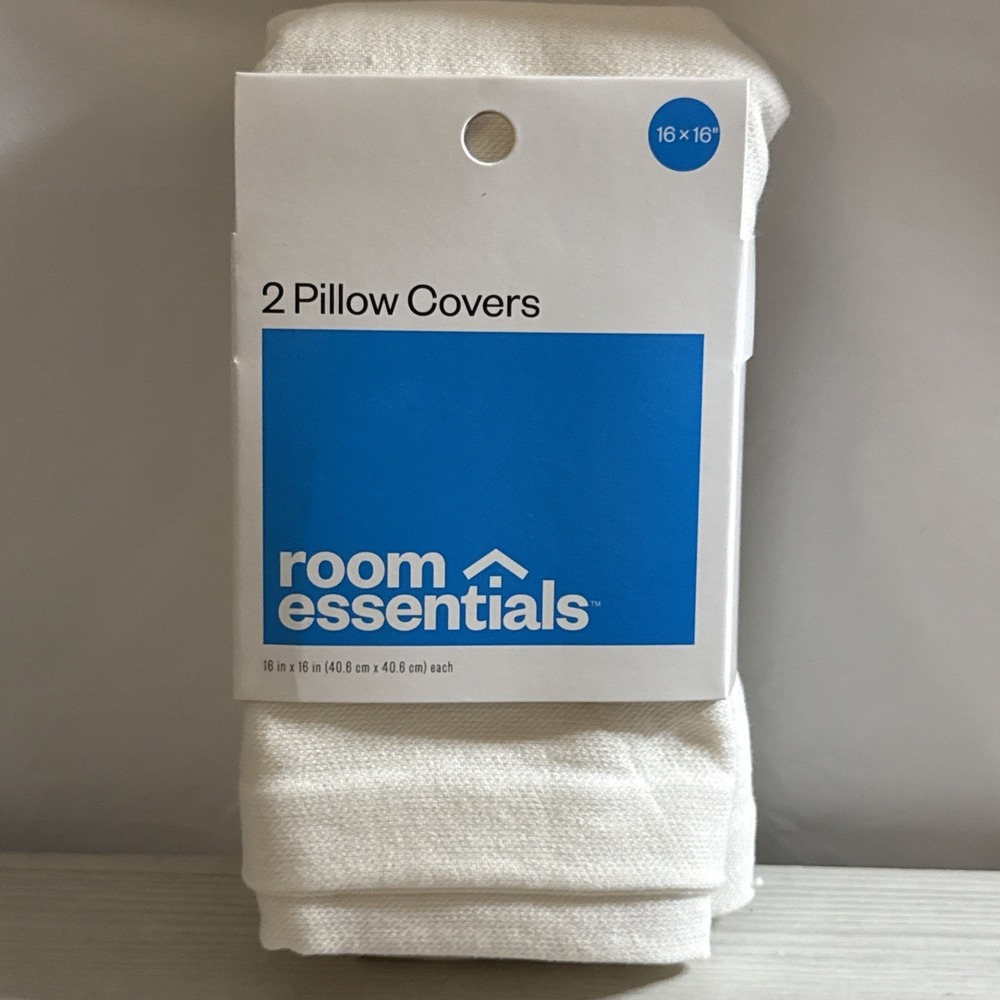 Lot of 8 Room Essentials 16x16 White Throw Pillow Covers 2 Pack NWT